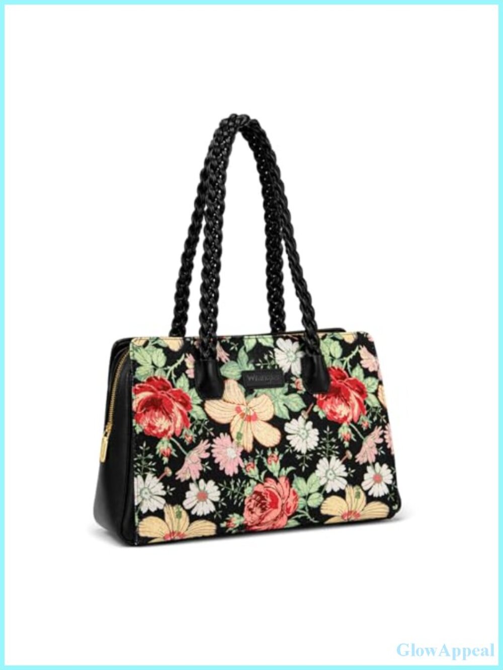 Western Floral Tote Purse with Braided Straps Faux Leather Satchel Bag for Women